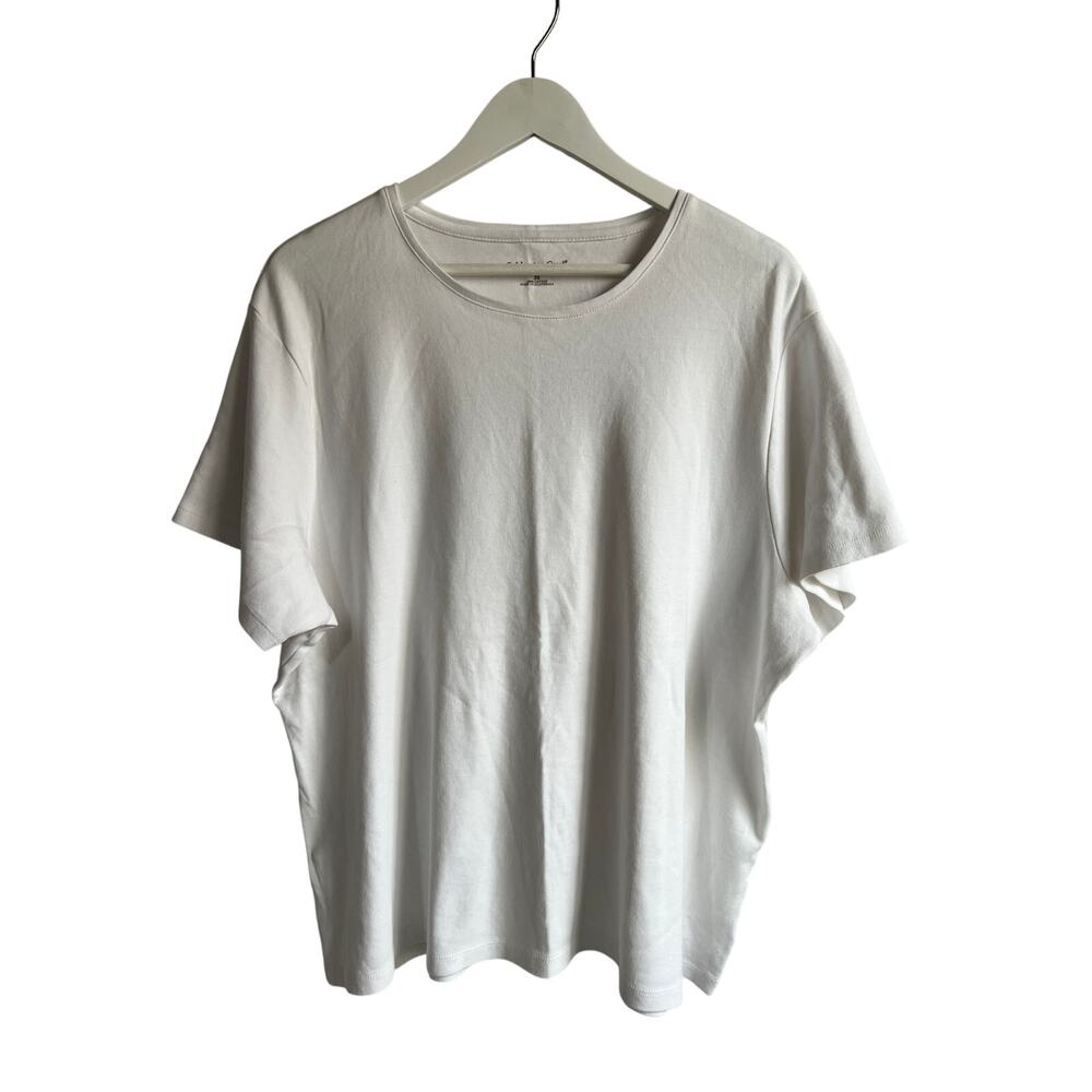 COLDWATER CREEK TOP WOMENS PLUS 3XLARGE CLASSIC FIT 100% COTTON TEE SHIRT WHITE